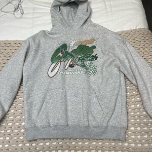 Abercrombie & Fitch Gray and Green Hoodie Sweatshirt
